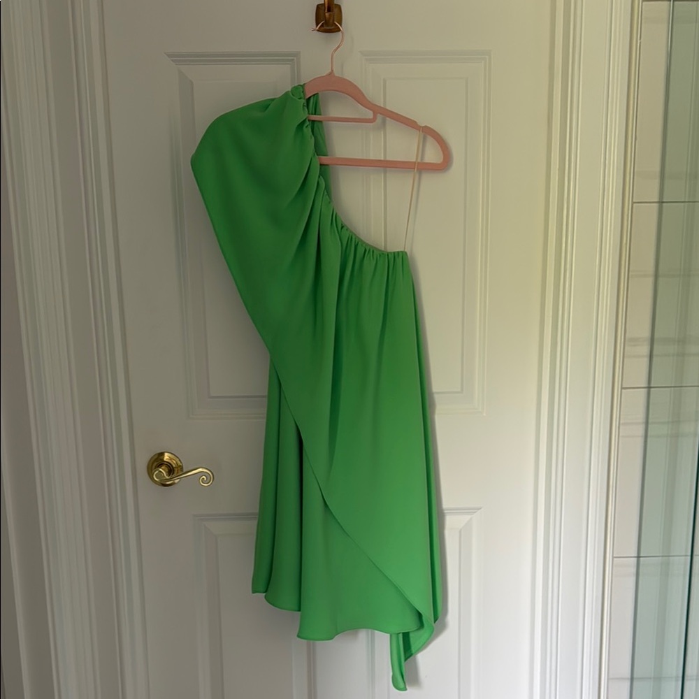 Trina Turk Green One-Shoulder Cocktail Sundress